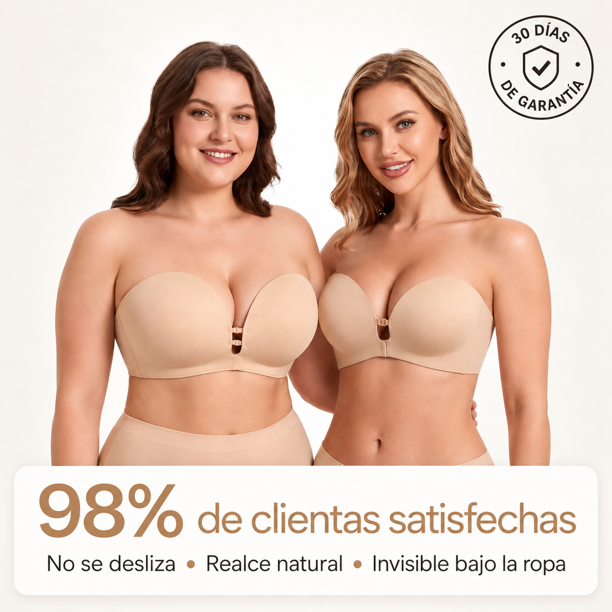 Brasier Strapless Push-Up con Cierre Frontal