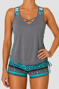 Mara - Bikini sportivo con shorts stampati
